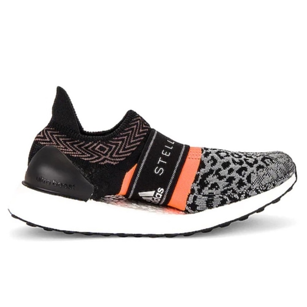 Adidas by Stella McCartney Ultraboost 3D Knit Sneaker in Black & Signal Orange